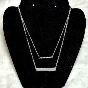 4/$25 Silver Toned Layered Necklace